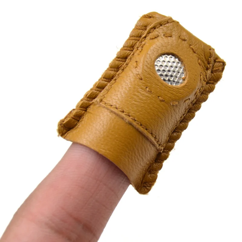 

Synthetic Leather Coin Thimble With Metal Tip DIY Sewing Tool Handmade Needlework Thimble Cover WXV Sale