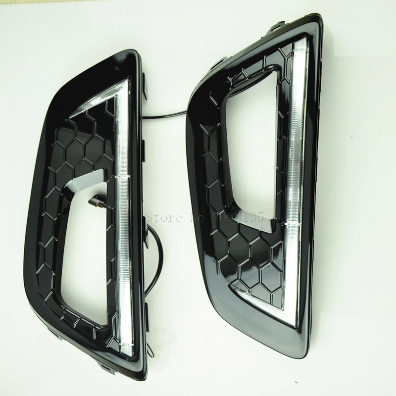 

NEW Gloss Model 12v LED Car DRL daytime running light Bumper Front Fog lamp with dimming style Relay for Ford Focus 2015