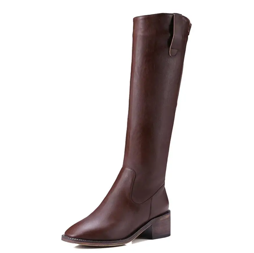 

Autumn and winter new fashion leather handmade back zipper high heels