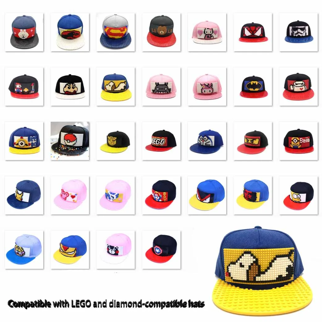 

DIY moc children's hat personality student big hat child toy hip hop hat compatible with diamond building blocks