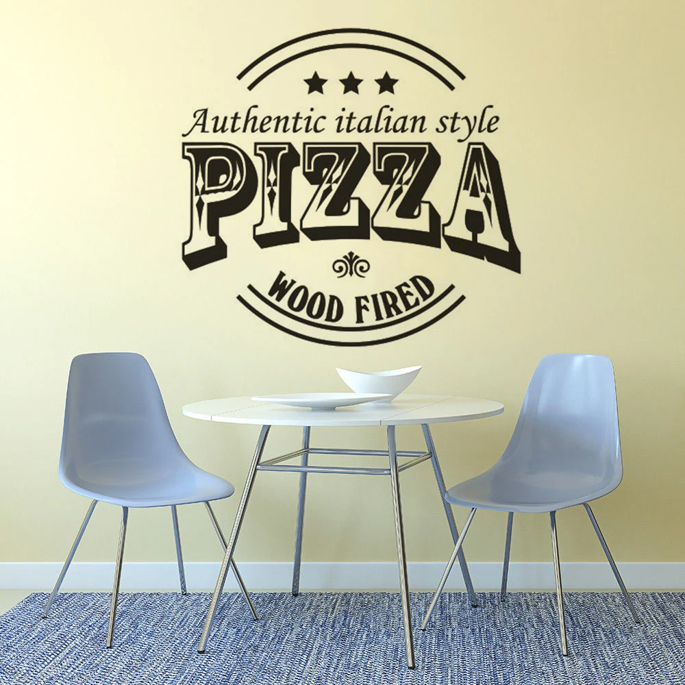 

Pizzeria Logo Window Poster Authentic Italian Style Wall Art Sticker Restaurant Pizza Vinyl Wall Decal Removable Poster AZ230