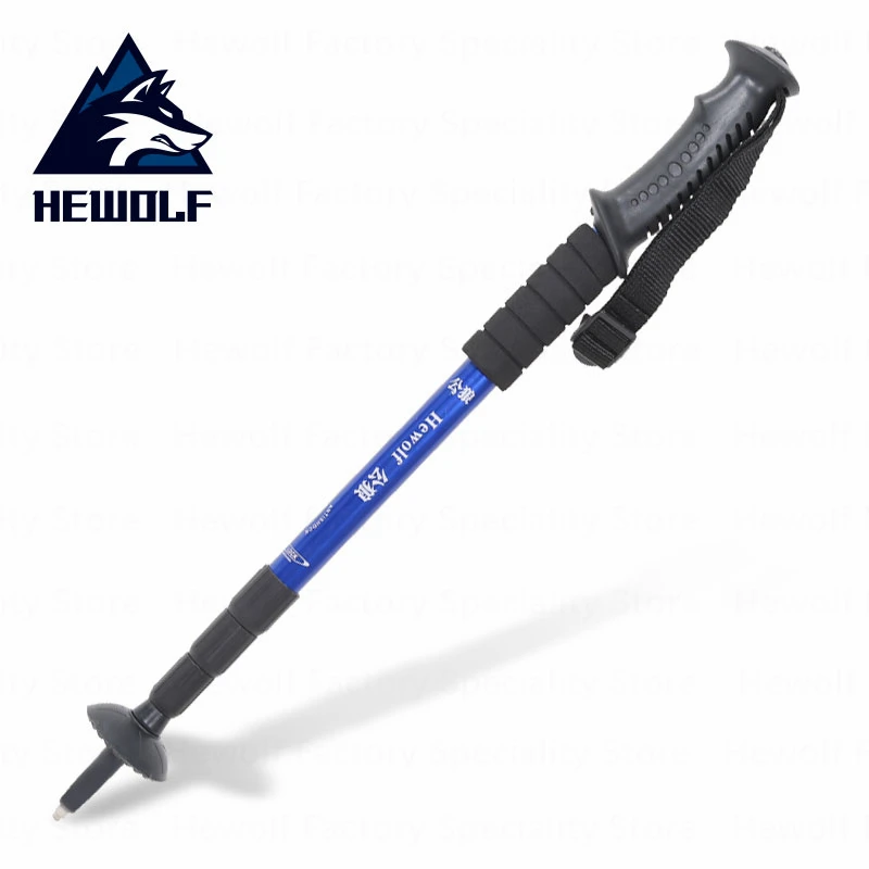 Hewolf Camping Outdoor Hiking Stick Telescopic Walking Stick Antiskid