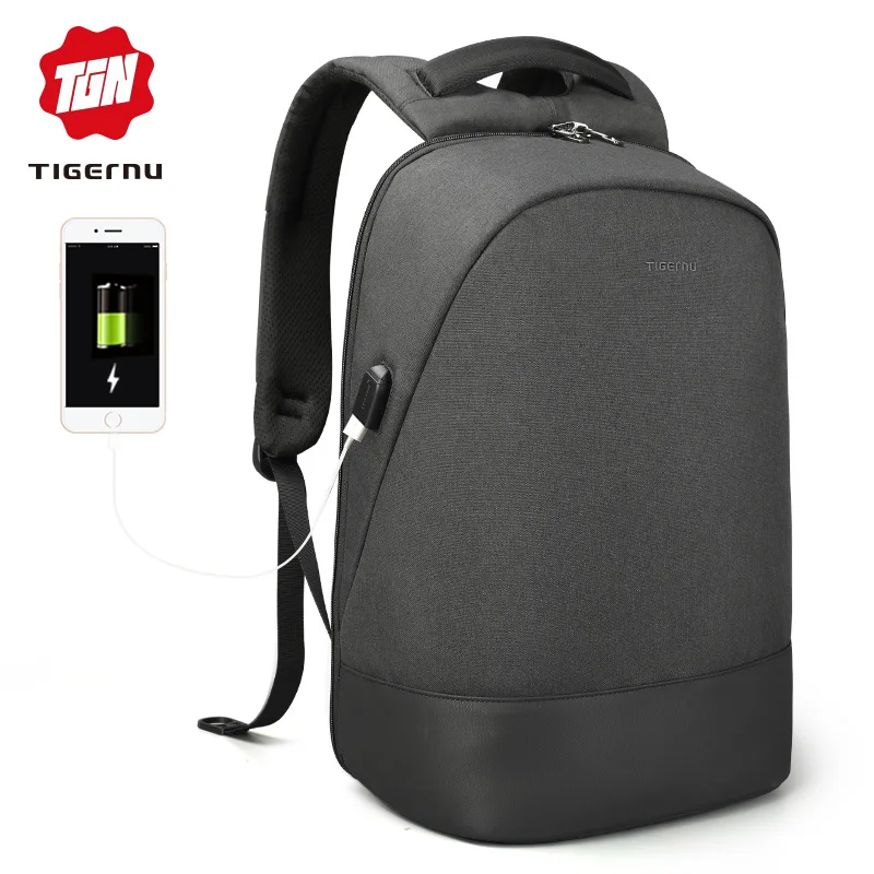 Tigernu de carga USB a prueba de agua Anti robo mochila portátil de 15,6 pulgadas de las mujeres de los hombres Mochilas para los adolescentes de viajes mochila de cosméticos Tigernu de carga USB a prueba de agua Anti robo mochila portátil de 15,6 pulgadas de las mujeres de los hombres Mochilas para los adolescentes de viajes mochila de cosméticos