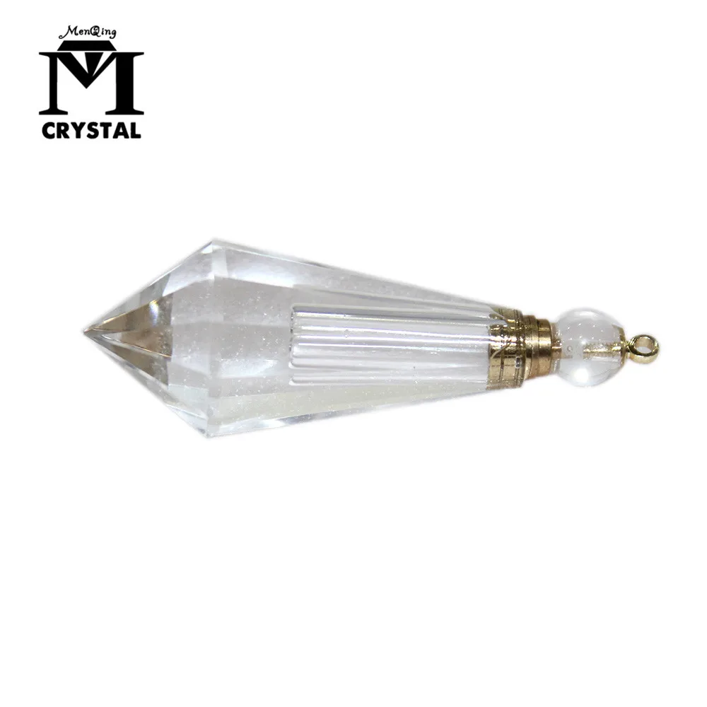 

Natural clear Crystal Stone perfume bottle Pendant White quartz pendulum essential oil bottle point healing Hexagonal Magic