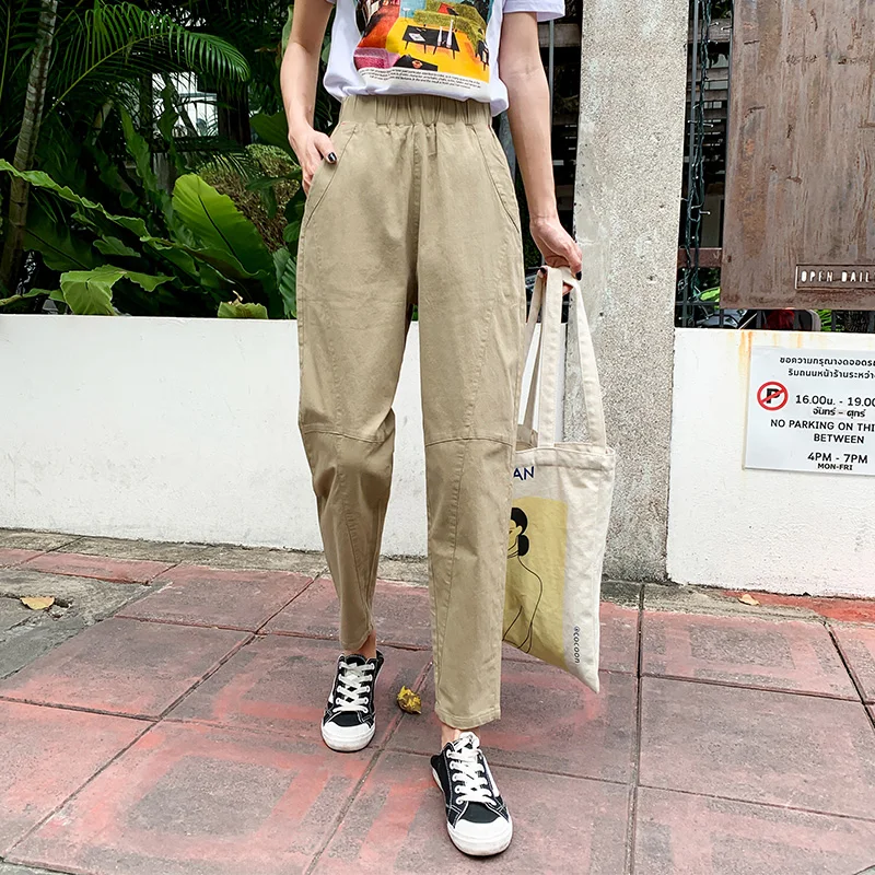 

New Fashionable High-Cone Trousers Women's Wear In 2019 Solid Casual Women Full Length Size S-XXL HJH