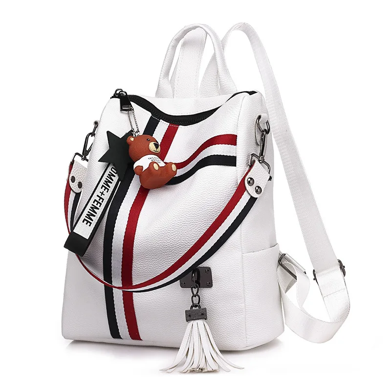 

2018 new retro fashion zipper ladies backpack PU Leather high quality school bag shoulder bag