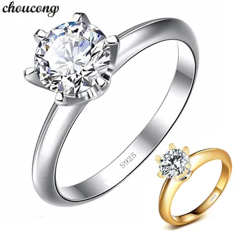 

choucong Solitaire Promise Ring 100% Original 925 Sterling Silver 1ct AAAAA cz Luxury Engagement Wedding Rings For Women Jewelry