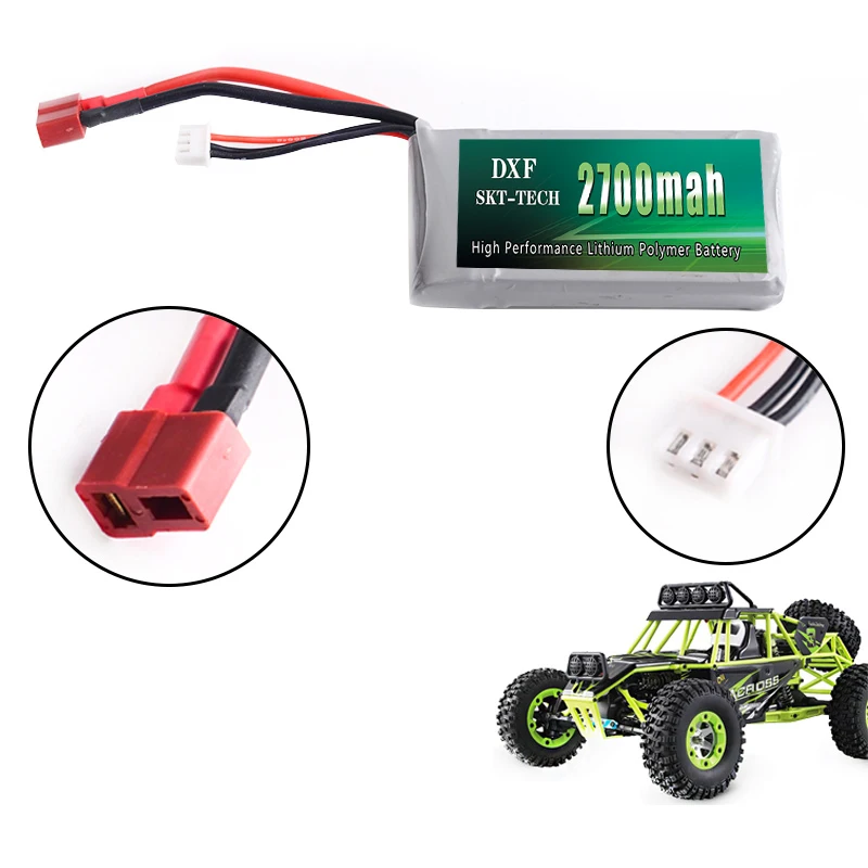 DXF 2 шт. RC Lipo батарея 2S 7,4 V 2700mah 20C Max 40C для Wltoys 12428 12423 1:12 RC автозапчасти