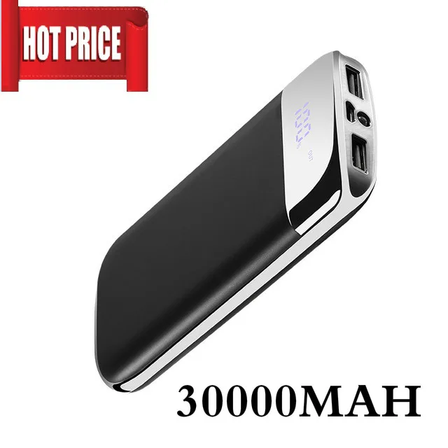 

30000mah Power Bank External Battery PoverBank 2 USB LED Powerbank Portable Mobile phone Charger for Xiaomi MI iphone Samsung