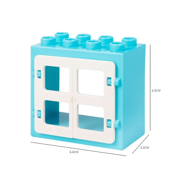 Diy Большие размеры строительные блоки аксессуары части Cpmpatible с Duploed окна двери дерево горки Игрушки для Дети Детские подарки - Цвет: Blue
