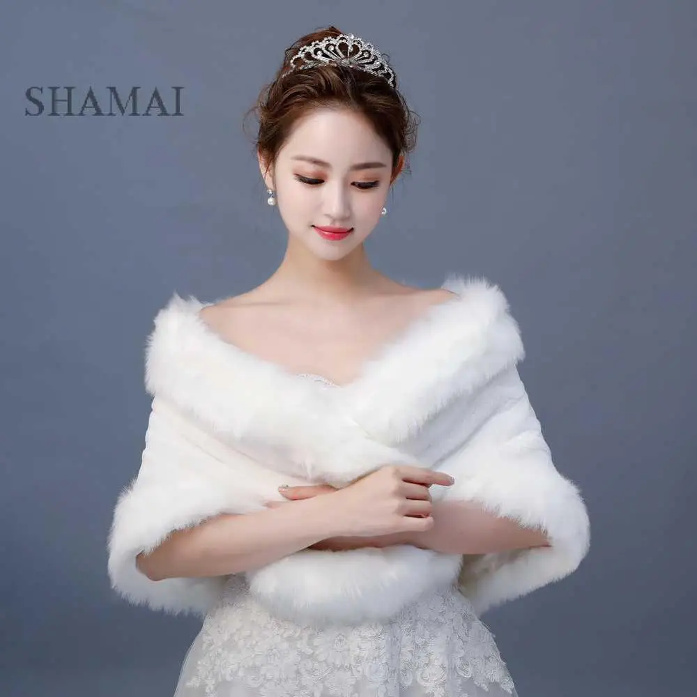 picture color SHAMAI, хит, искусственный мех, зимняя Свадебная накидка, s, теплое меховое Болеро для невесты, накидка, вечерний жакет, высокое качество, свадебная куртка, накидка для подружек невесты - Цвет: picture color