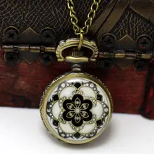 Новинка 1 шт. ожерелье цепочка цветок карманные часы с эмалью W/батарея бронзовый тон 82,5 см p569