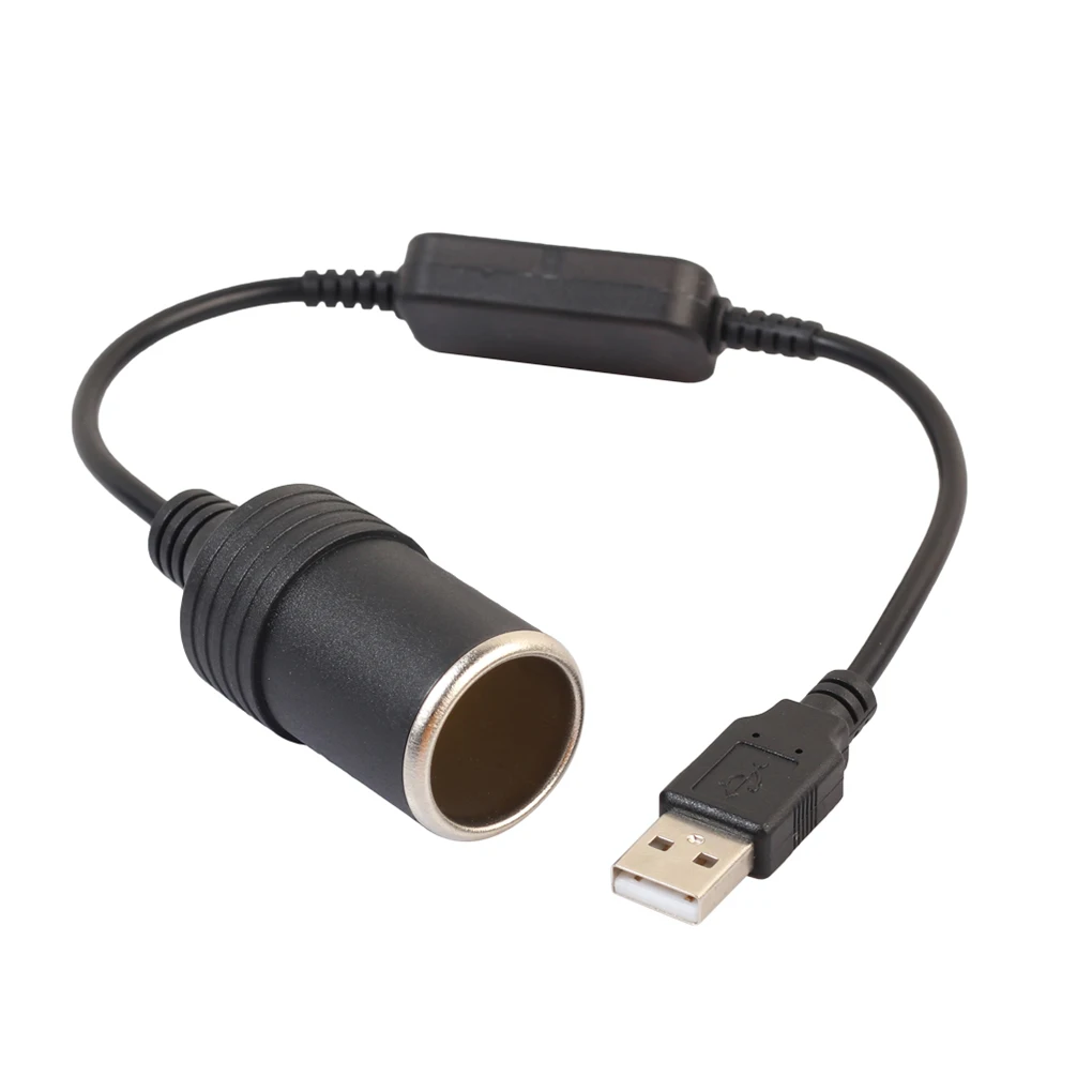 

USB 5V To 12V Car Cigarette Lighter Socket Power Female Converter PVC Adaptor Cable Line Cord