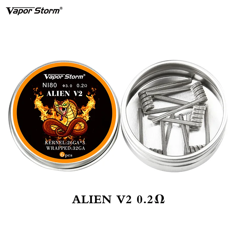 Vapor Storm NI80 нихромовая высокая плотность Alien V2 Juggernaut Prebuilt RDA нагревательная катушка для электронной сигареты спираль RDA спираль rdta