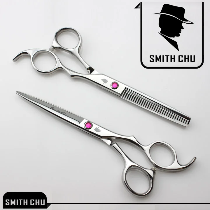 SMITH CHU Professional Hair Scissors set 6.0 inch Straight & Thinning scissors barber shears +razor+comb +kits sharp edge