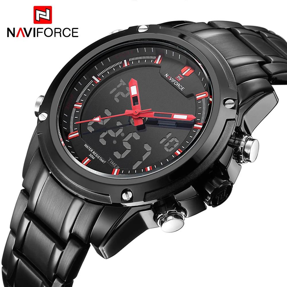 NAVIFORCE Top Luxury Brand Men S Quartz Watches Full Steel LED Analog Digital Military Sport Watch
