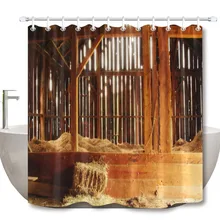 LB деревенский старый сарай и поношенная деревянная удлиненная занавеска для душа фермерский дом с ковриком набор Водонепроницаемый Ванная комната ткань для ванной Декор