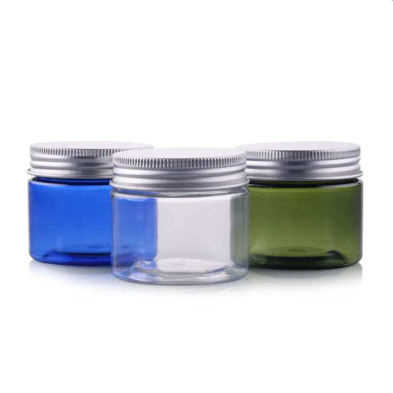 Frascos de Creme Embalagens de Cosméticos com Tampa de Alumínio Caixa com Tampa de Plástico Frasco da Amostra Lote Cor Azul Pet Frasco Vazio Claro 30 Pçs - 50g 3 Beleza e saúde