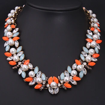 

2017 Collares Collier Maxi Necklace New Fashion Brand Luxury Elegant Jewelry Flower Pearl Choker Necklaces & Pendants For Women