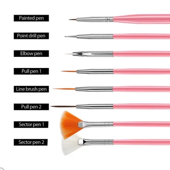 

15pcs Nail Art Tool Set Detailing Striping Blending Painting Brushes 3d Brush Dotting Tool Fan Brush Kit