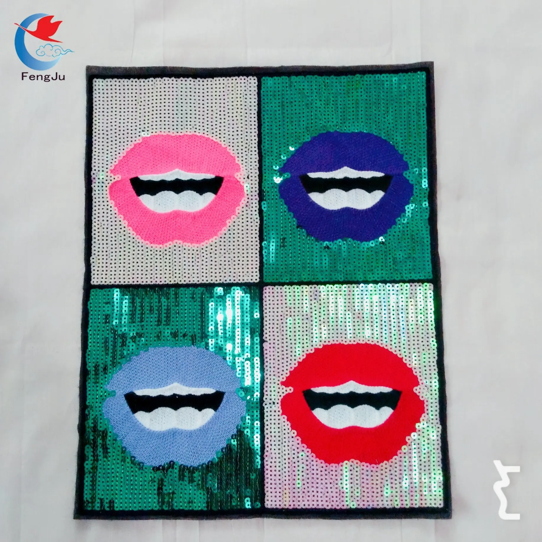 1pc Mouth with lip Sequined Patches for Clothes T shirt sew on Patches Decorative Patches Sewing