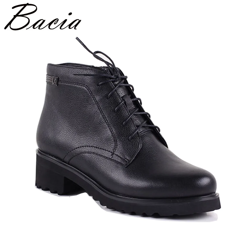 

Bacia 2017 New Ankle Boots Fashion Platform Cow Leather Shoes Low Heels Boot Short Boots Women Leather boots Size 36-40 MC007