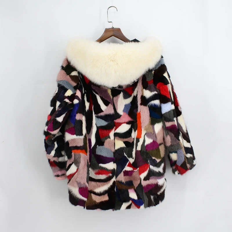 Taille Vestes Épais Outwear Chaud Moyen Zip Femmes Grande Manteaux Femme Nouvelle Red Plus À darker Renard De Capuchon gray black Colorful Du Vison long 2018 Fourrure Avec Naturel Real BgHwwU