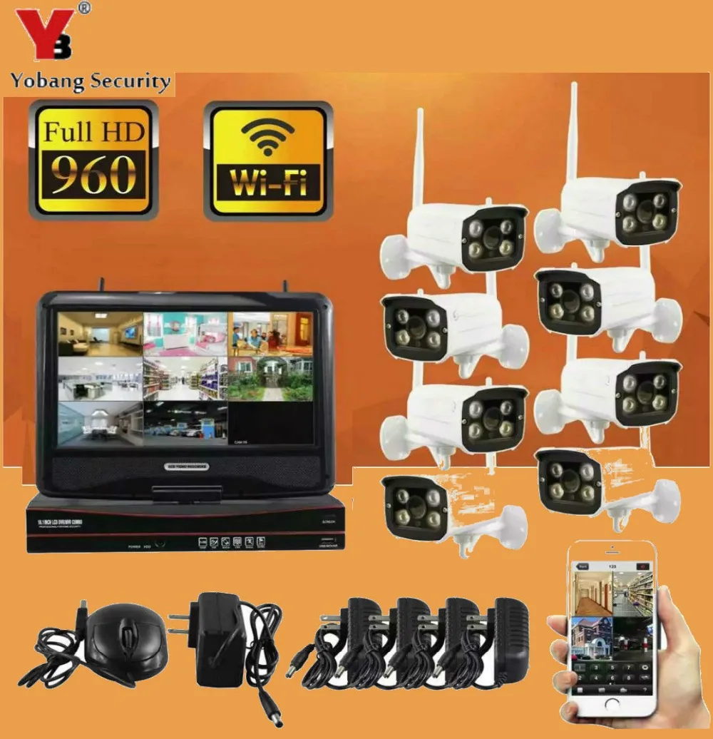 Yobangбезопасности 8ch наружная Водонепроницаемая ip камера 1.3MP 960P WiFi беспроводной NVR
