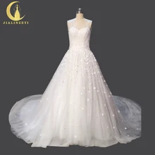 Rhine Real Sample Image Pictures Lovely Flowers Crystal Beadings Sexy Back Ball Gown Bridal Wedding Gown wedding dresses