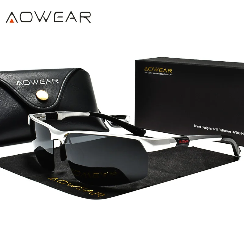AOWEAR Sportsolglasögon utan båge för män Herr Porlariserad kvalitets spegel Solglasögon Man Lättviktsglasögon utomhus Gafas_voghion.com