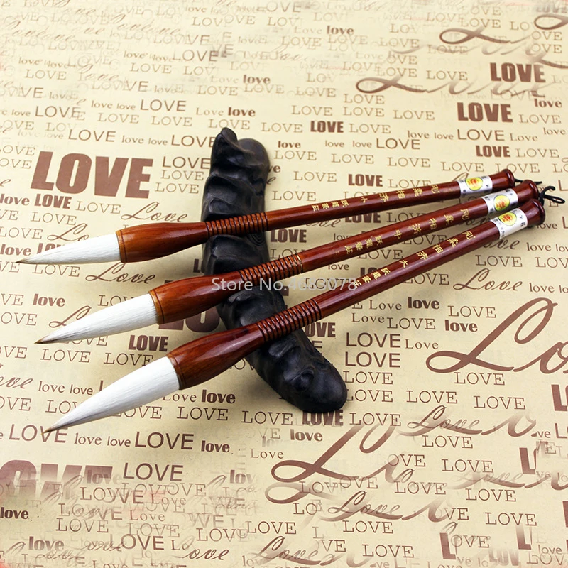 

3Pcs Woolen Writing Brush Chinese Writing Pen Calligraphy Brush Set Larger Regular Script bursh For Art Drawing Painting Supplie
