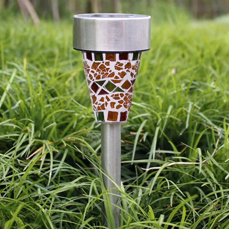 LED Solar Lamp Outdoor Mosaic LED Solar Lawn Light For Garden Decoration Outdoor Waterproof IP65 Bollard Solar Stick Lights  (14)
