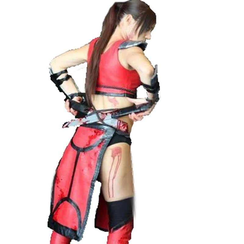 Aangepaste Mortal Kombat Kitana Uniform Cosplay Kostuums Blauw En Rood Stijlen