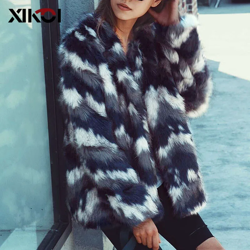XIKOI, модное женское пальто из искусственного меха, без воротника, меховая куртка, пальто, зимняя одежда для женщин,, уличная одежда, пальто Abrigo Mujer