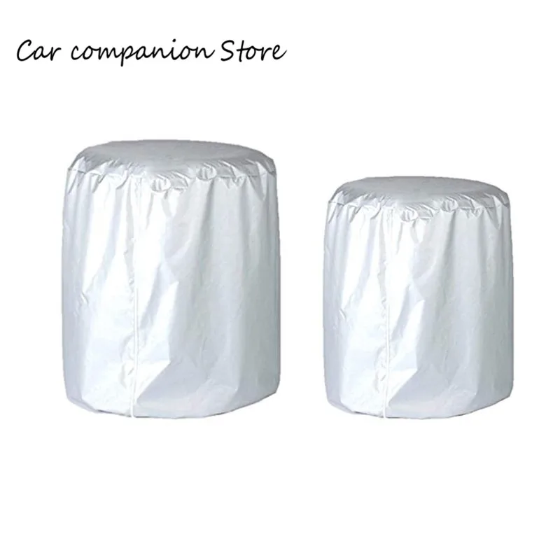 

Car Tire Cover 4 wheels Spare Tire Covers Silver Tyre Accessories For Winter Summer Polyester Tires Protector Storag Bags
