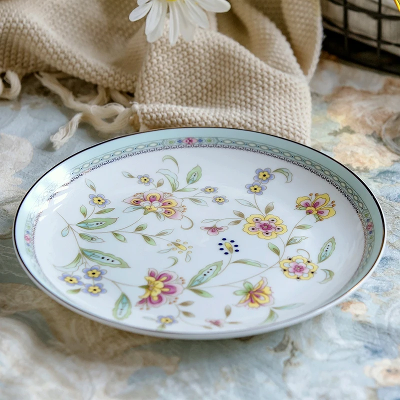 

8inch, fine bone china charger plates, ceramic serving tray, porcelain dishes-for-restaurant, decorative dishes tableware