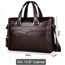 Genuine leather briefcase, 15.6 inch laptop bag, for 15.6 inch notebook computer