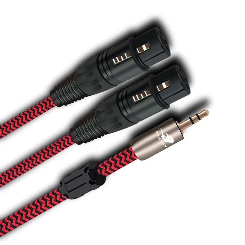 Koop Stereo Jack 3.5mm om Dual XLR Vrouwelijke Audiokabel Voor iPhone Laptop Mixer Console Versterker PC 2 XLR Breakout Draad Cords 1 m 2 m 3 m