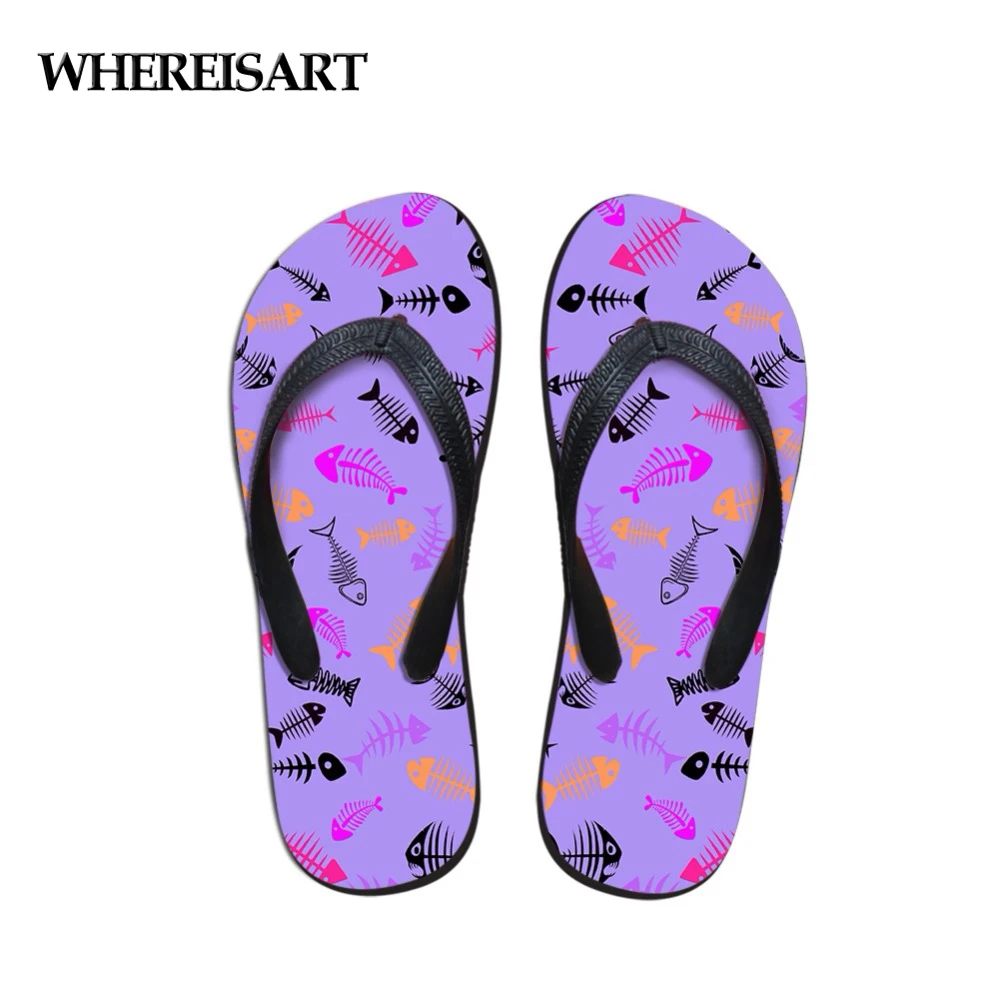 

WHEREISART Vivid 3D Fish Print Brand Designer Flip Flops Women 2018 Casual Flats Ladies Slippers Light Women's Flipflops Girls