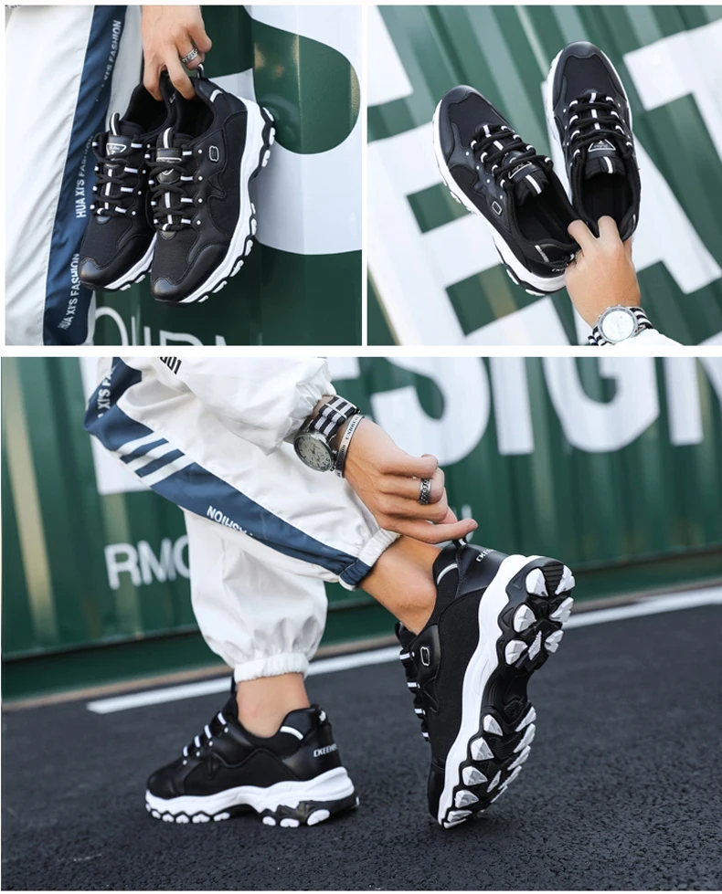 Men's Casual Shoes Trainers Chunky Sneaker Platform Winter Shoes Men Sneakers Classic Black And White Sneakers Men High Platform (12)