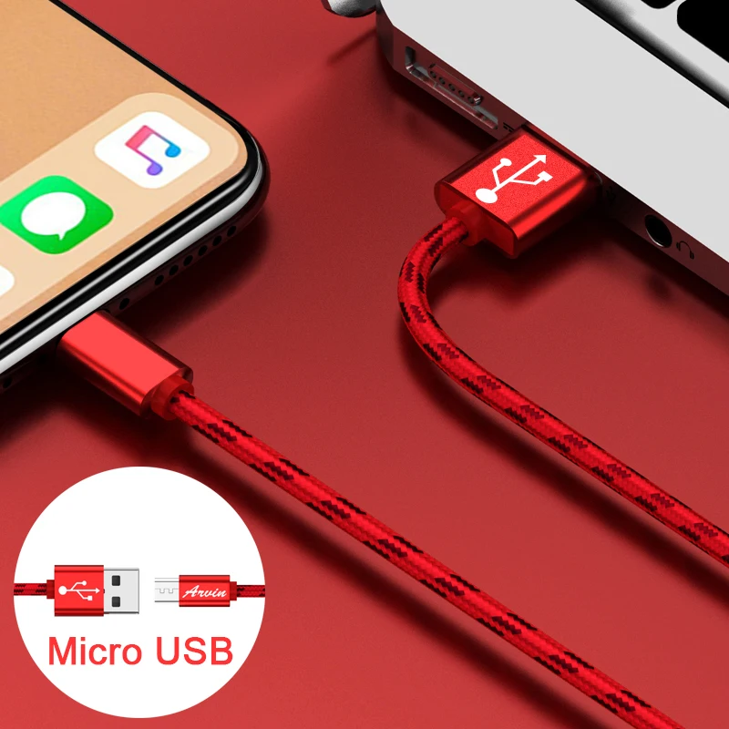 Micro USB кабель для быстрой зарядки USB кабель для передачи данных нейлоновый кабель синхронизации для samsung Xiaomi Redmi Note 4 5 мобильный телефон Android Microusb кабель - Цвет: Красный