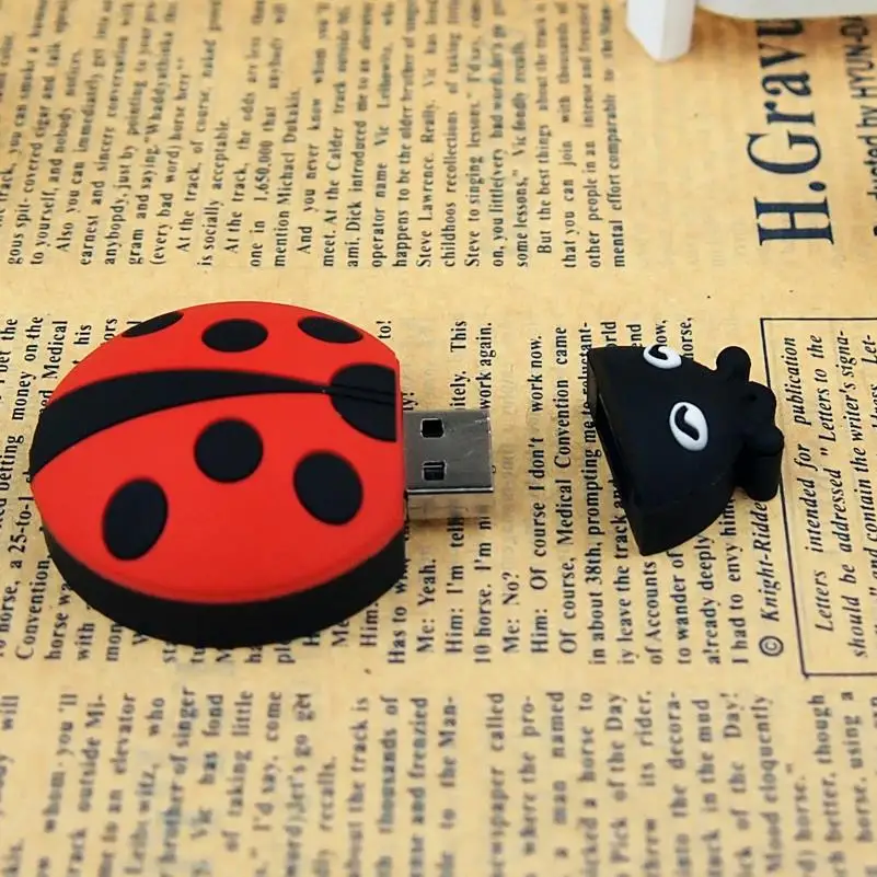 Cartoon USB Flash Drive Cute Ladybug USB Pen Drive 32GB 64GB 128MB USB Pendrives Memoria Stick Beetle Memory Drive Funny Gifts