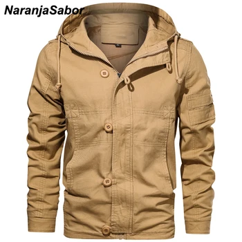

NaranjaSabor Autumn Hooded Men's Jacket 2020 New Mens Military Casual Coat Fashion Slim Fit Male Brand Clothing EU Size N538