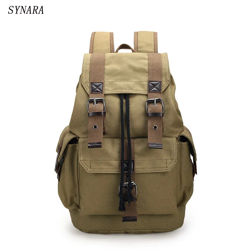 Goedkoop Nieuwe mode mannen rugzak vintage canvas rugzak schooltas mannen Vrouwen reistassen grote capaciteit rugzak tas