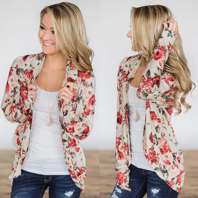 2019 otoño estampado Flora moda mujer abrigo invierno