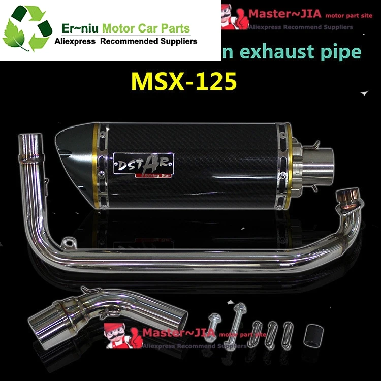 

M3 MONKEY Carbon Fiber MSX125 Motorcycle Exhaust full System contact middle Pipe + muffler for HONDA Grom MSX 125 slip