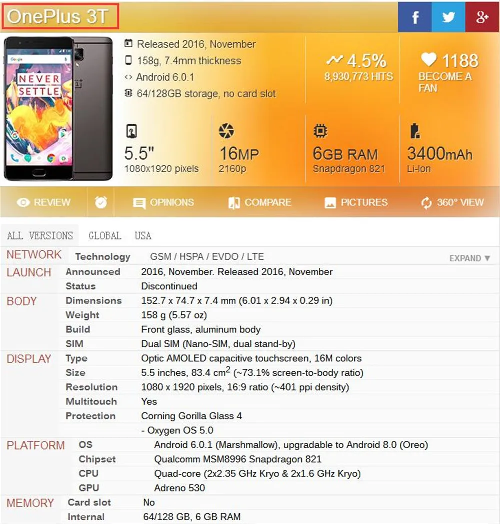 oneplus 3T 