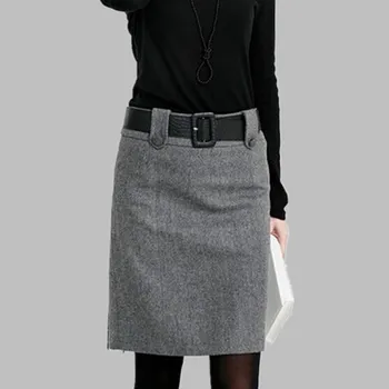 Wool blend plain skirt