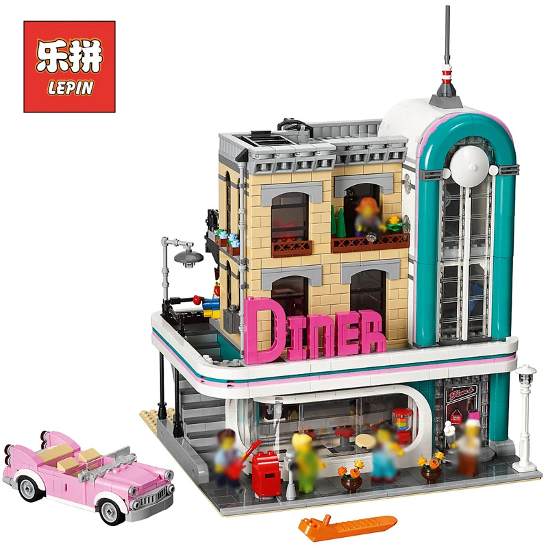 

In Stock DHL Lepin Sets 15037 2778Pcs City Street Figures Downtown Diner Model Building Kits Blocks Bricks Educational Toy 10260