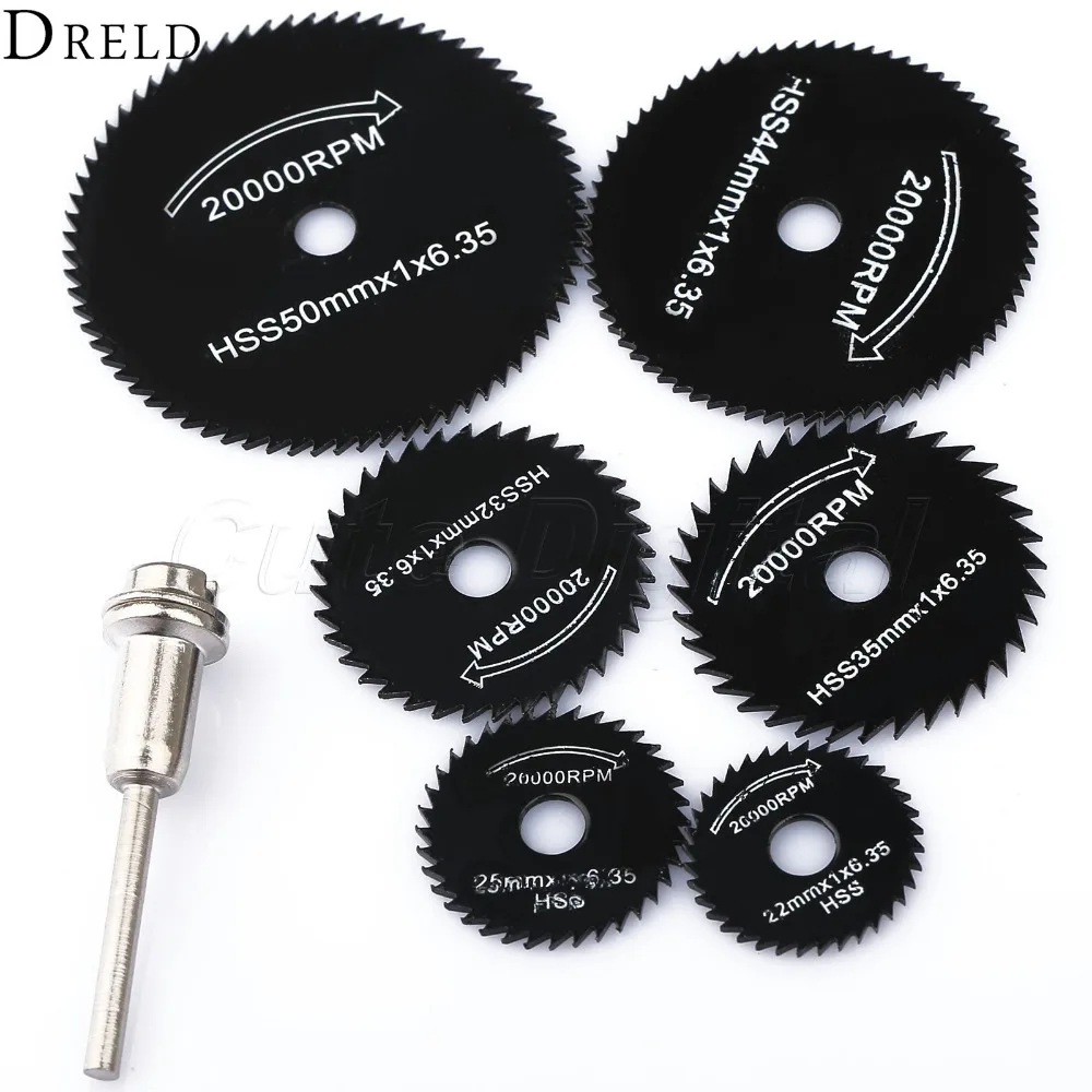 6Pcs Dremel Accessories HSS Mini Circular Saw Blades Cutting Disc Wood